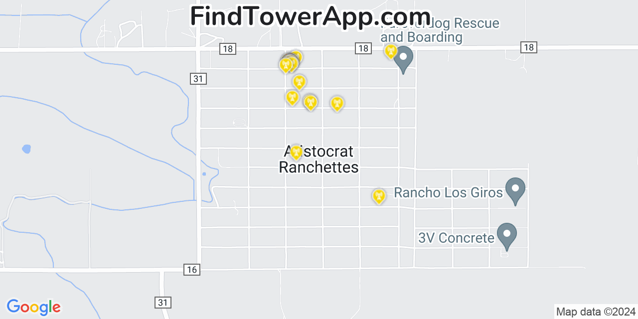 AT&T 4G/5G cell tower coverage map Aristocrat Ranchettes, Colorado
