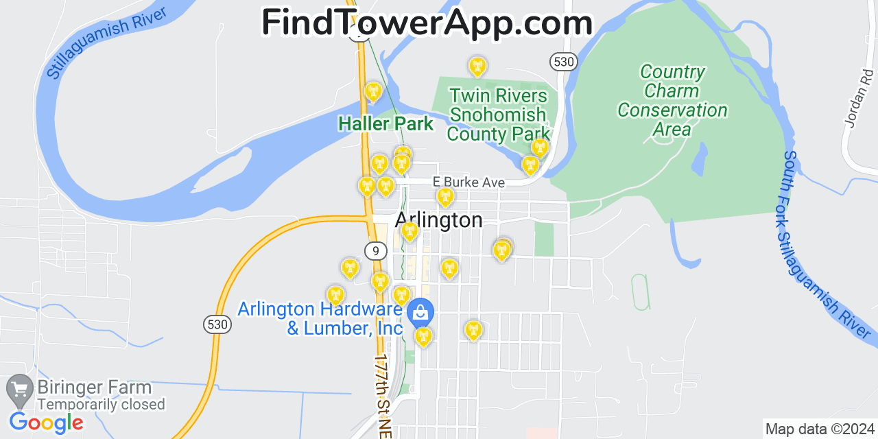 T-Mobile 4G/5G cell tower coverage map Arlington, Washington