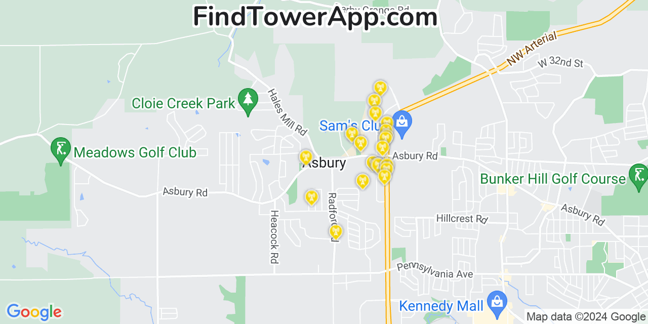 AT&T 4G/5G cell tower coverage map Asbury, Iowa