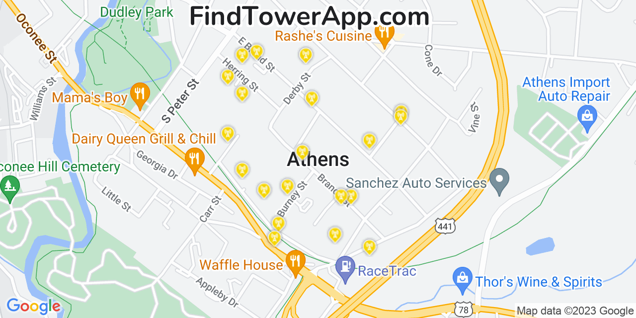 T-Mobile 4G/5G cell tower coverage map Athens, Georgia