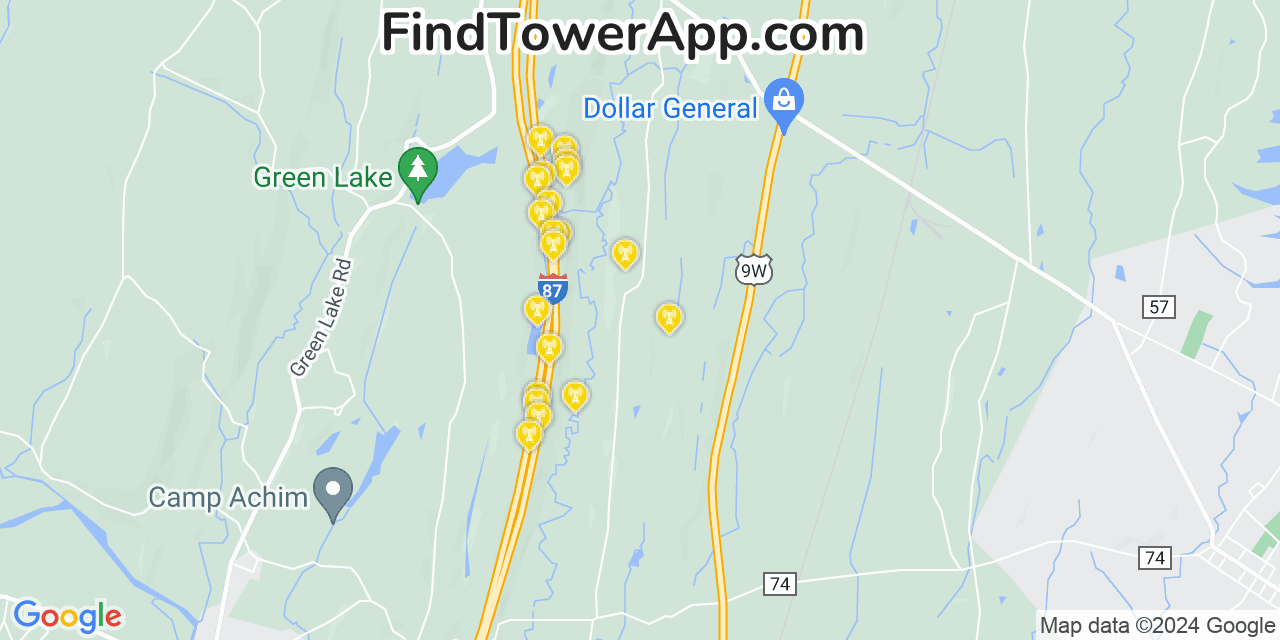 AT&T 4G/5G cell tower coverage map Athens, New York