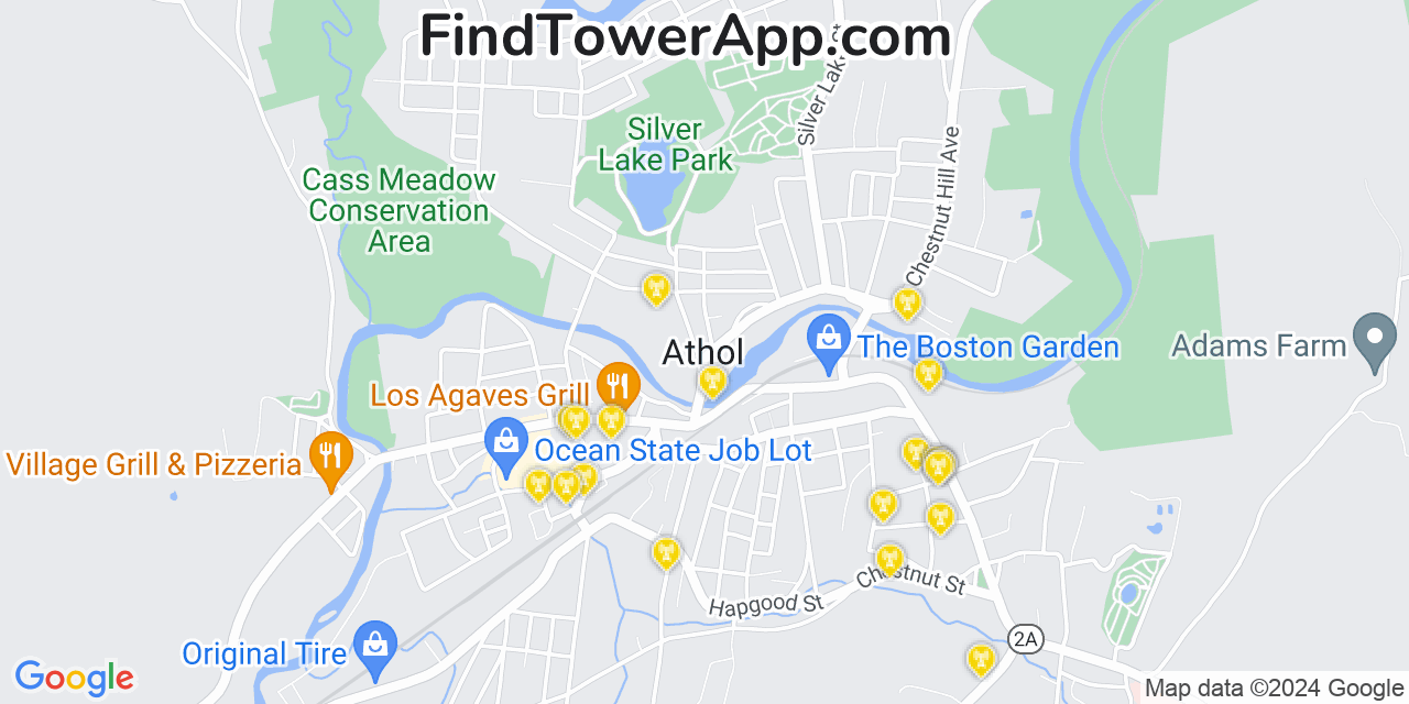 AT&T 4G/5G cell tower coverage map Athol, Massachusetts
