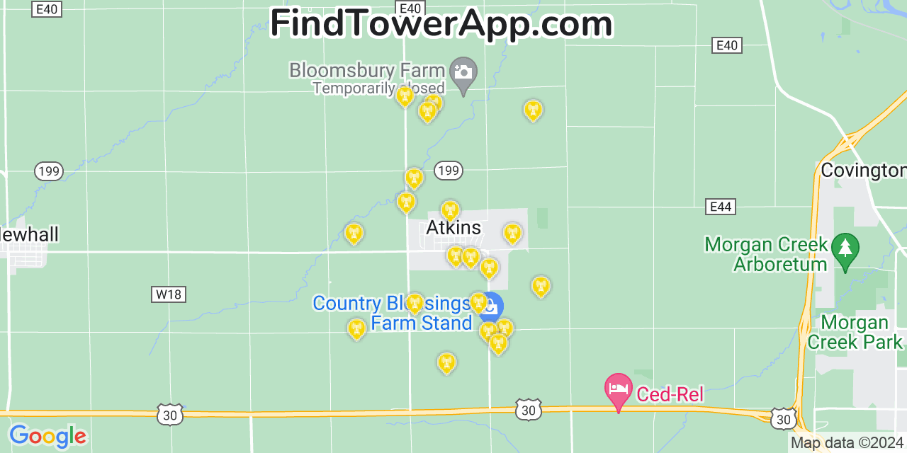 AT&T 4G/5G cell tower coverage map Atkins, Iowa