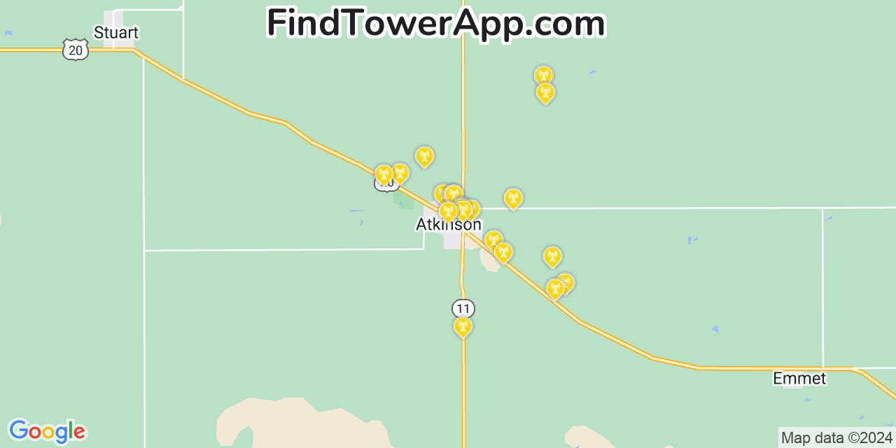 AT&T 4G/5G cell tower coverage map Atkinson, Nebraska
