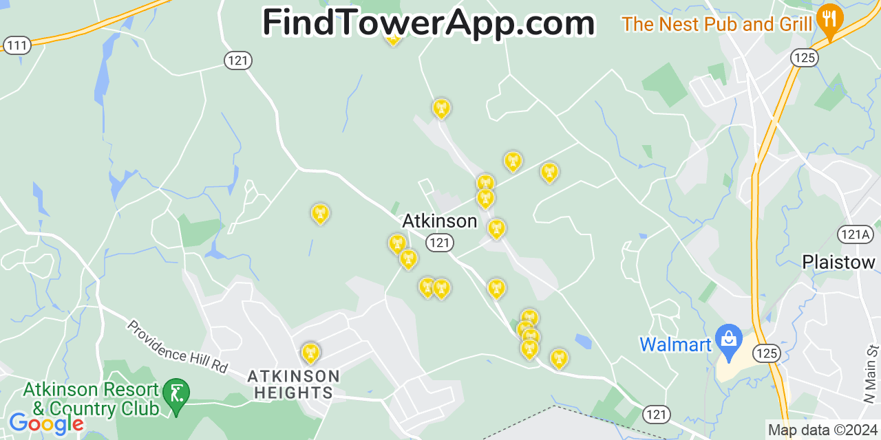 AT&T 4G/5G cell tower coverage map Atkinson, New Hampshire