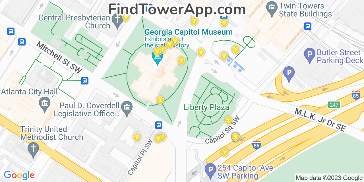 AT&T 4G/5G cell tower coverage map Atlanta, Georgia