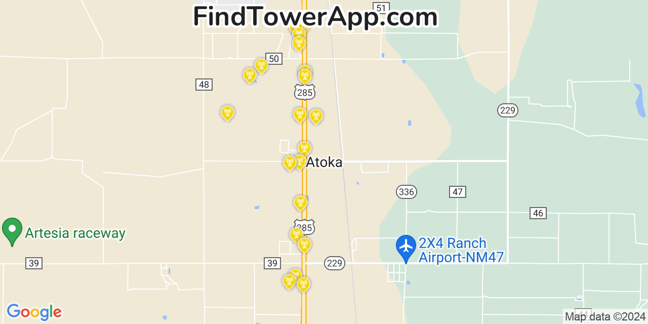 AT&T 4G/5G cell tower coverage map Atoka, New Mexico