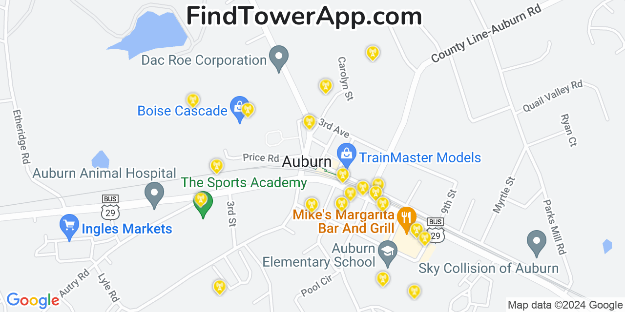 AT&T 4G/5G cell tower coverage map Auburn, Georgia