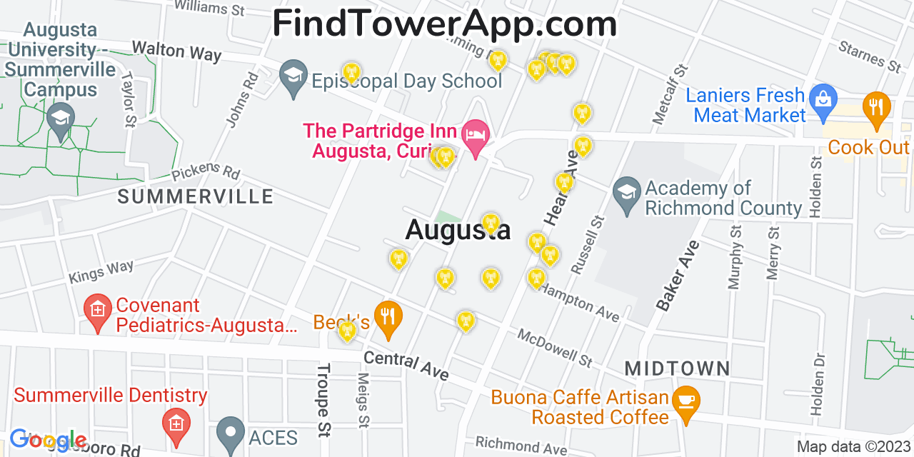 T-Mobile 4G/5G cell tower coverage map Augusta, Georgia