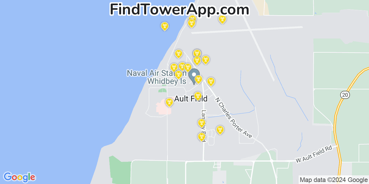 AT&T 4G/5G cell tower coverage map Ault Field, Washington