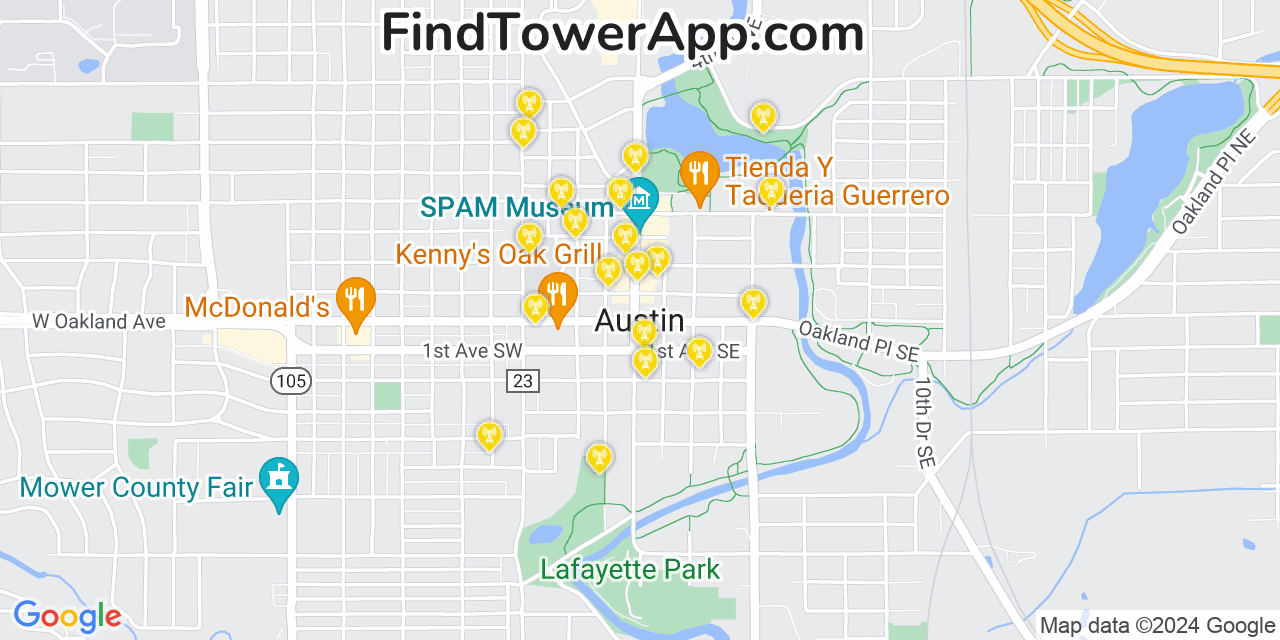 T-Mobile 4G/5G cell tower coverage map Austin, Minnesota