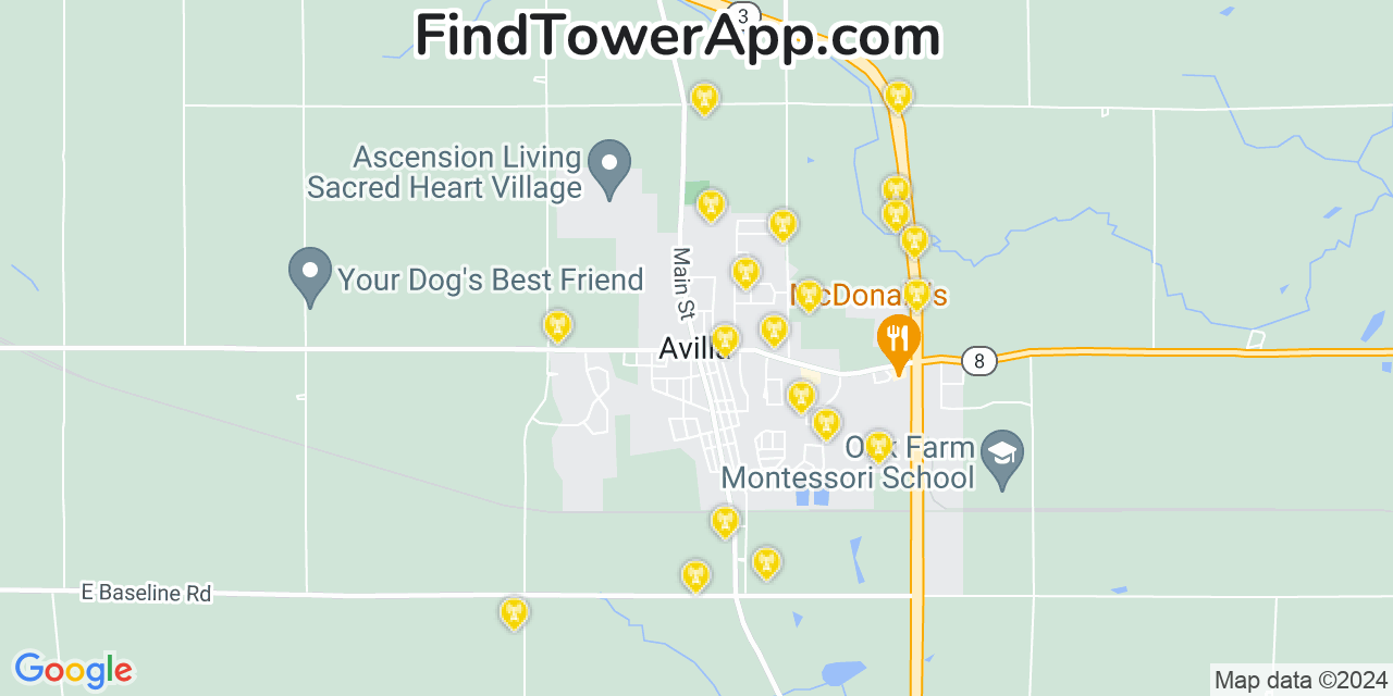 AT&T 4G/5G cell tower coverage map Avilla, Indiana