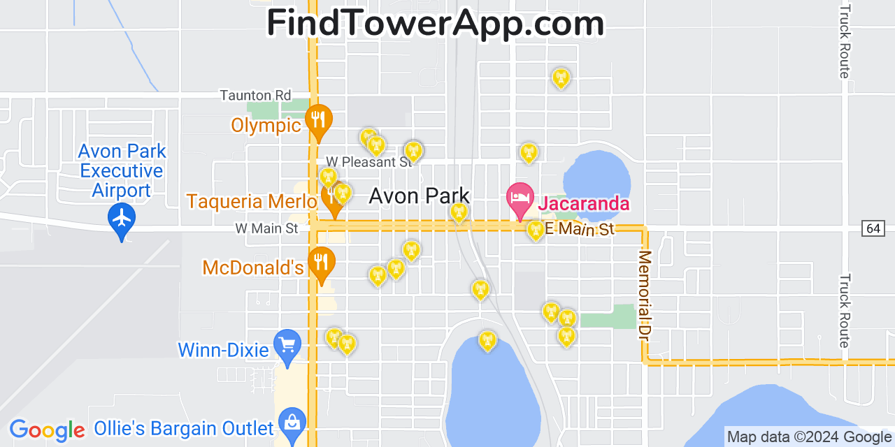 AT&T 4G/5G cell tower coverage map Avon Park, Florida