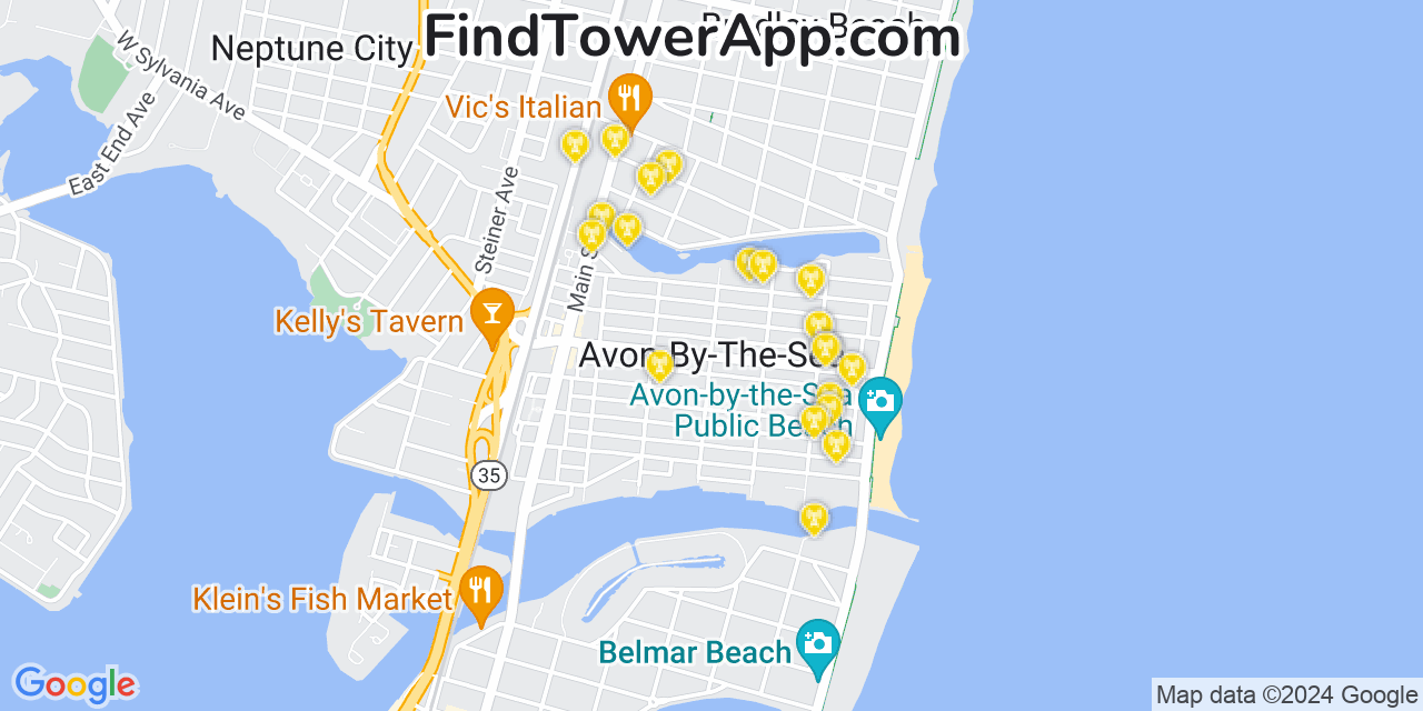 AT&T 4G/5G cell tower coverage map Avon by the Sea, New Jersey