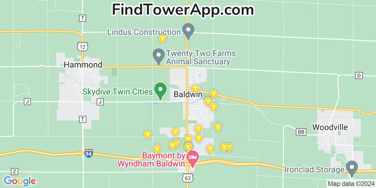 T-Mobile 4G/5G cell tower coverage map Baldwin, Wisconsin