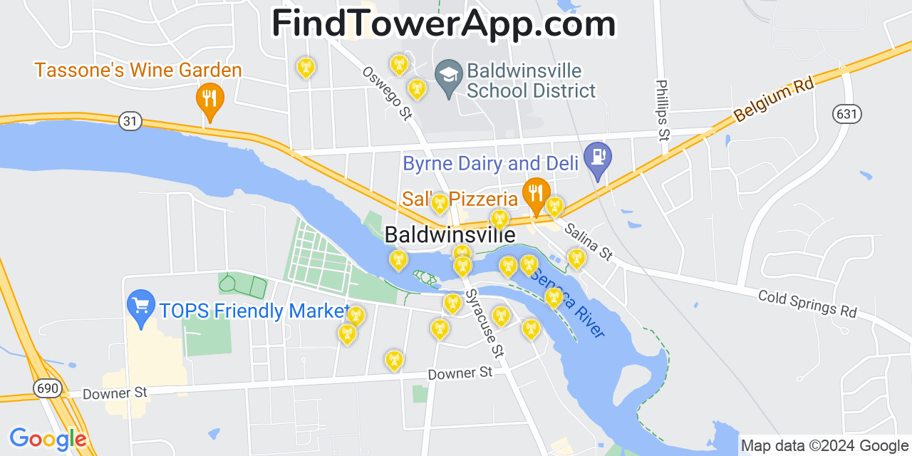 AT&T 4G/5G cell tower coverage map Baldwinsville, New York
