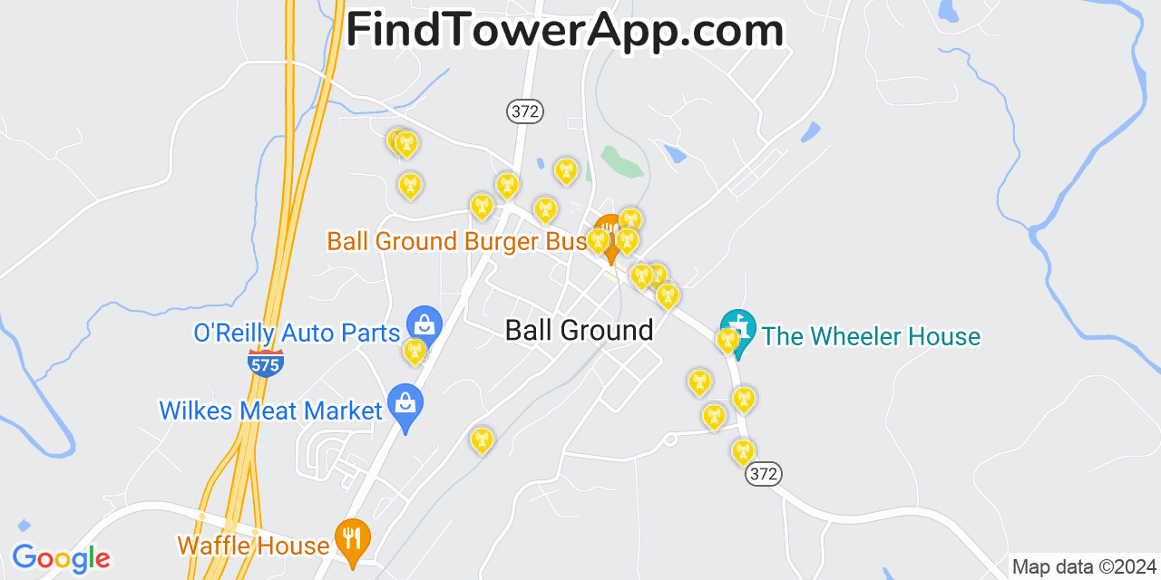 Verizon 4G/5G cell tower coverage map Ball Ground, Georgia