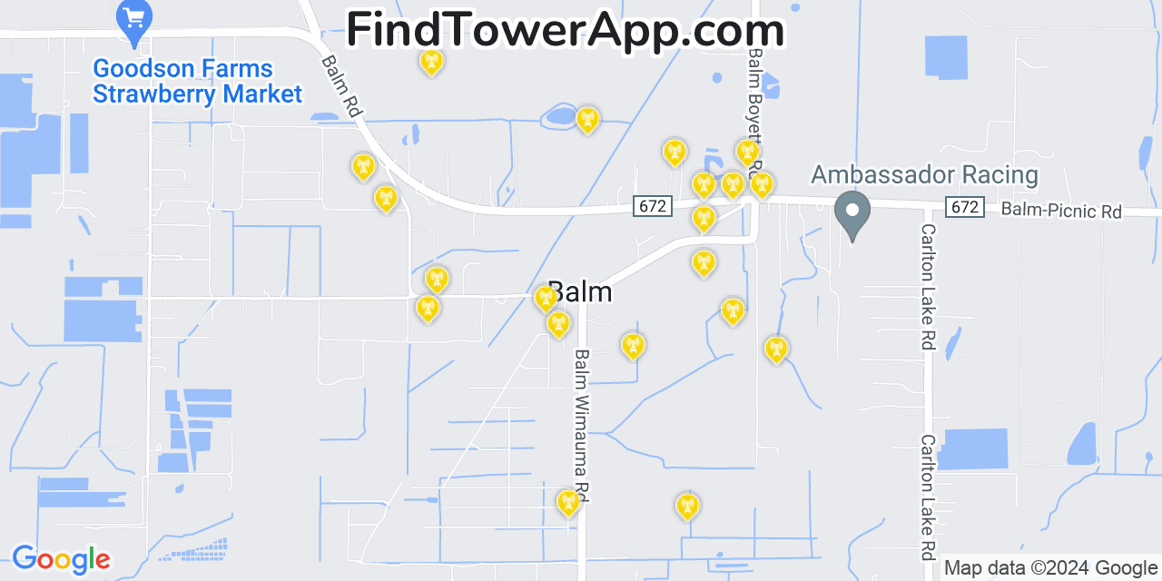 AT&T 4G/5G cell tower coverage map Balm, Florida