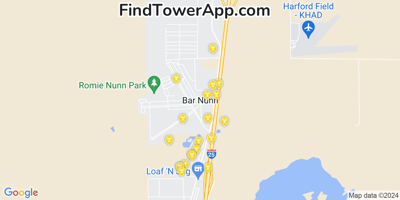 AT&T 4G/5G cell tower coverage map Bar Nunn, Wyoming