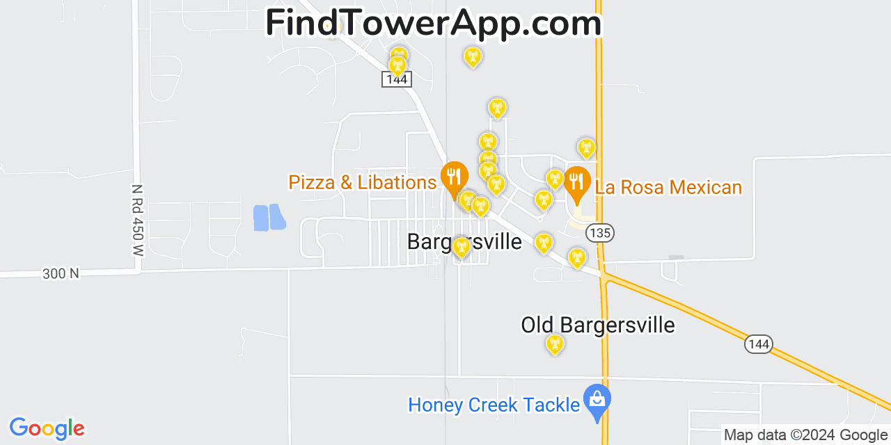 Verizon 4G/5G cell tower coverage map Bargersville, Indiana