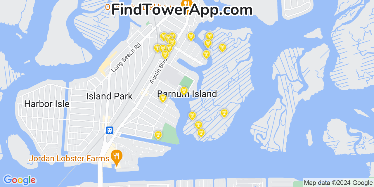 Verizon 4G/5G cell tower coverage map Barnum Island, New York
