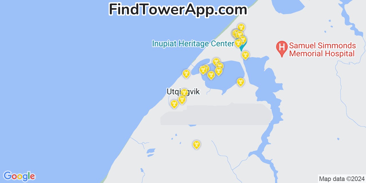 AT&T 4G/5G cell tower coverage map Barrow, Alaska