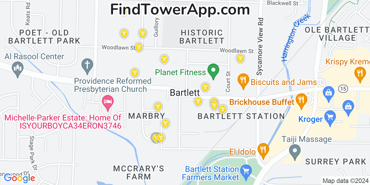 T-Mobile 4G/5G cell tower coverage map Bartlett, Tennessee
