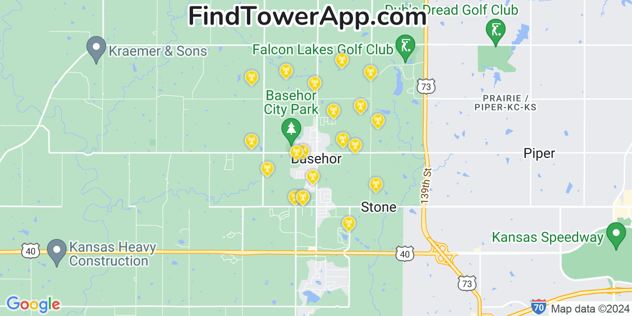 Verizon 4G/5G cell tower coverage map Basehor, Kansas