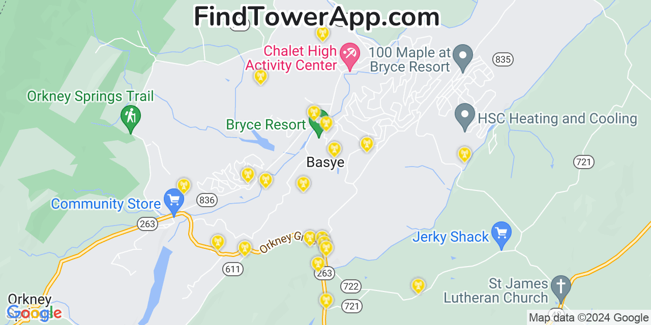 T-Mobile 4G/5G cell tower coverage map Basye, Virginia