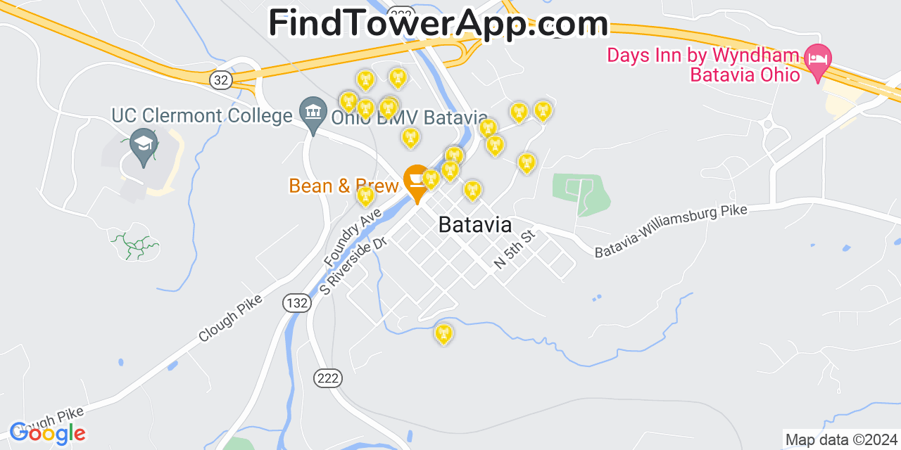 AT&T 4G/5G cell tower coverage map Batavia, Ohio