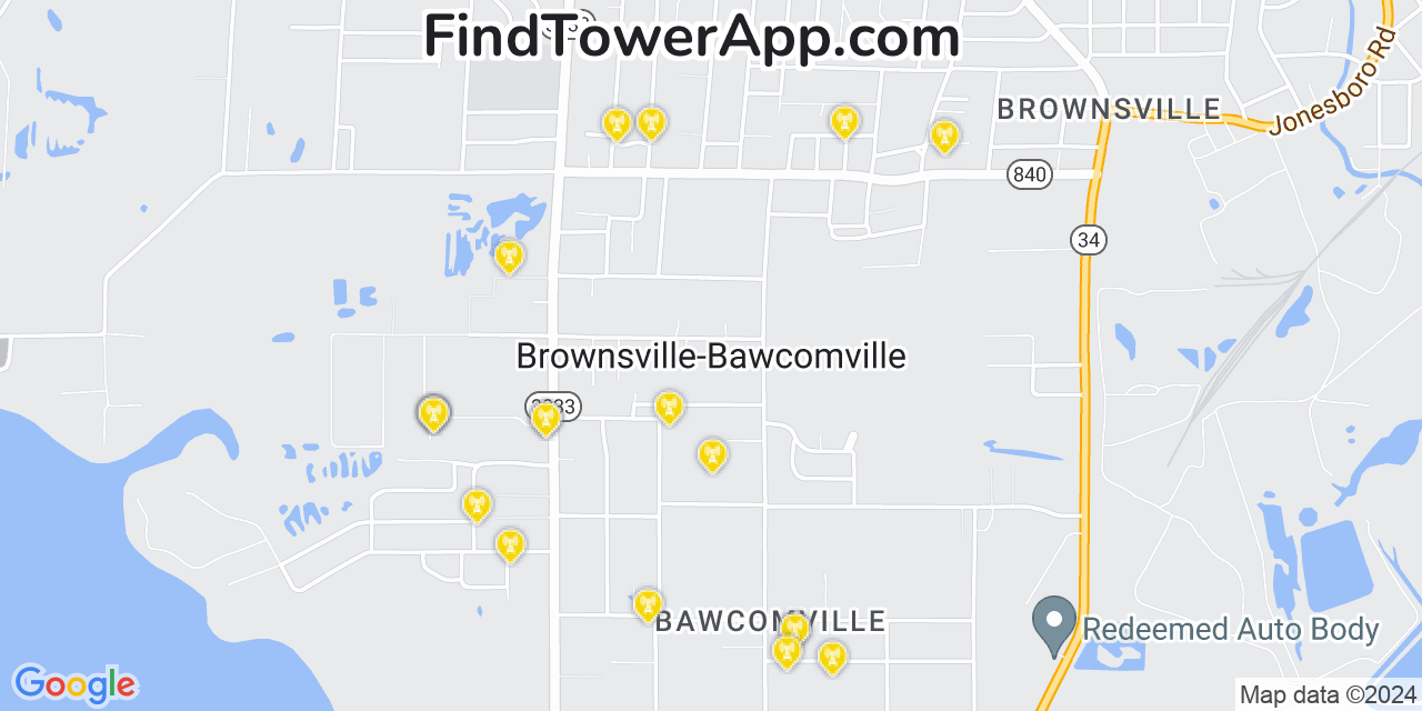AT&T 4G/5G cell tower coverage map Bawcomville, Louisiana