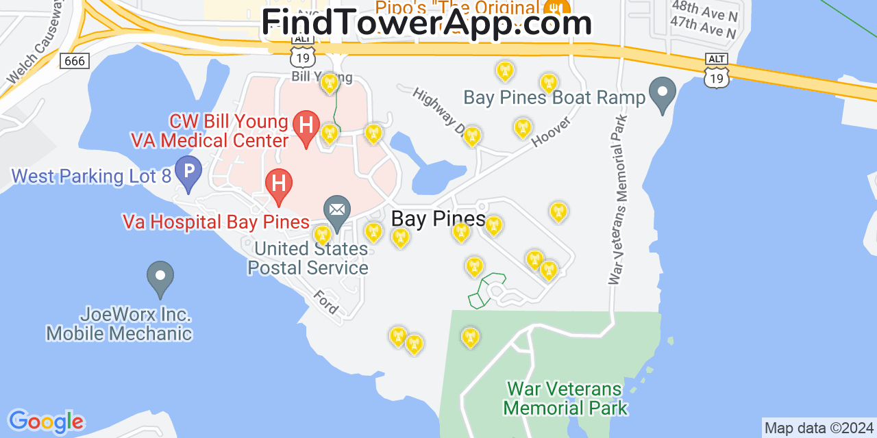 T-Mobile 4G/5G cell tower coverage map Bay Pines, Florida