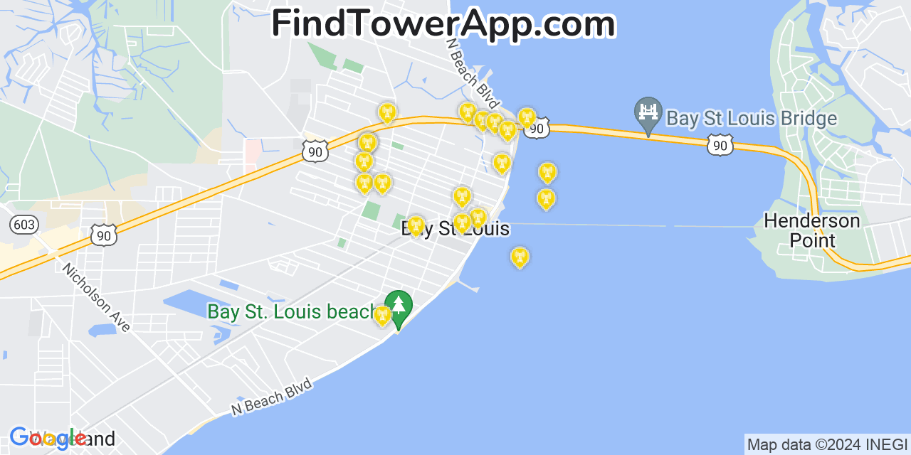T-Mobile 4G/5G cell tower coverage map Bay Saint Louis, Mississippi