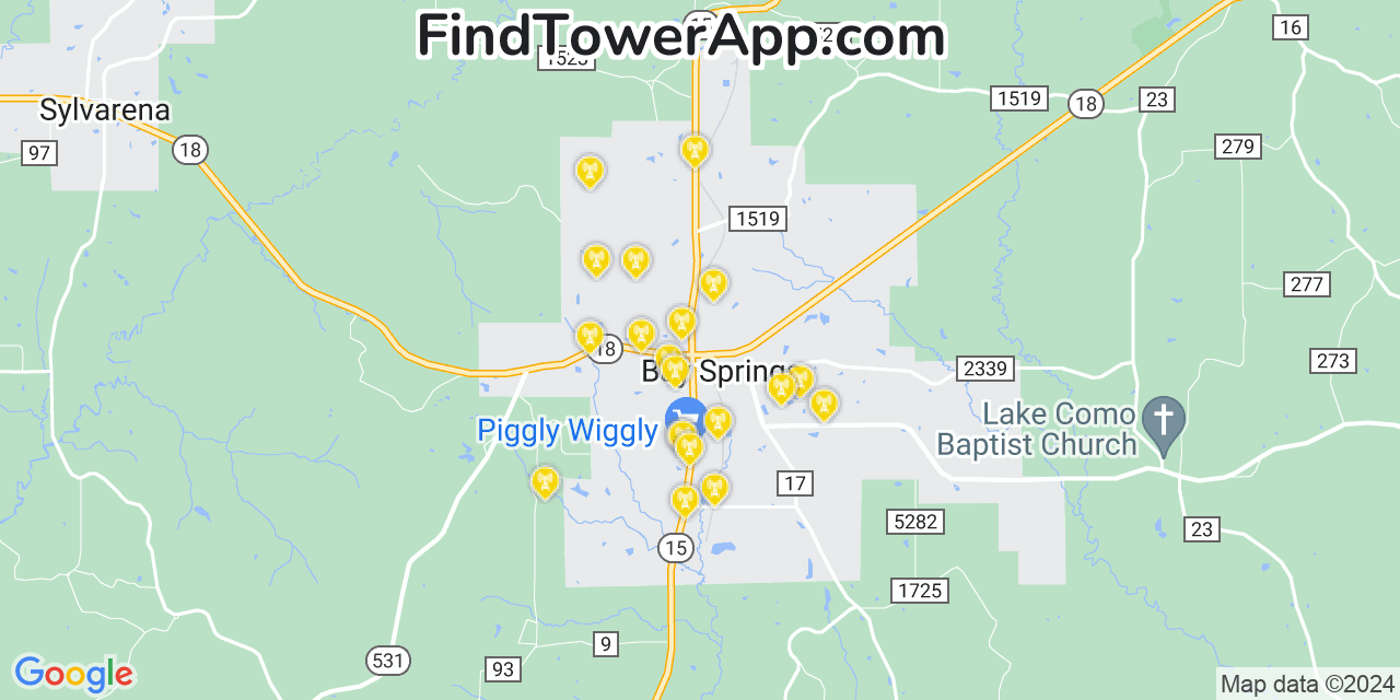 T-Mobile 4G/5G cell tower coverage map Bay Springs, Mississippi