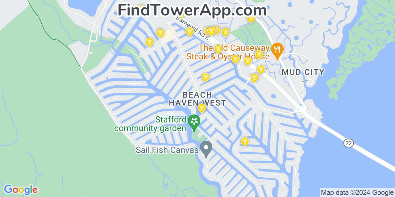 AT&T 4G/5G cell tower coverage map Beach Haven West, New Jersey