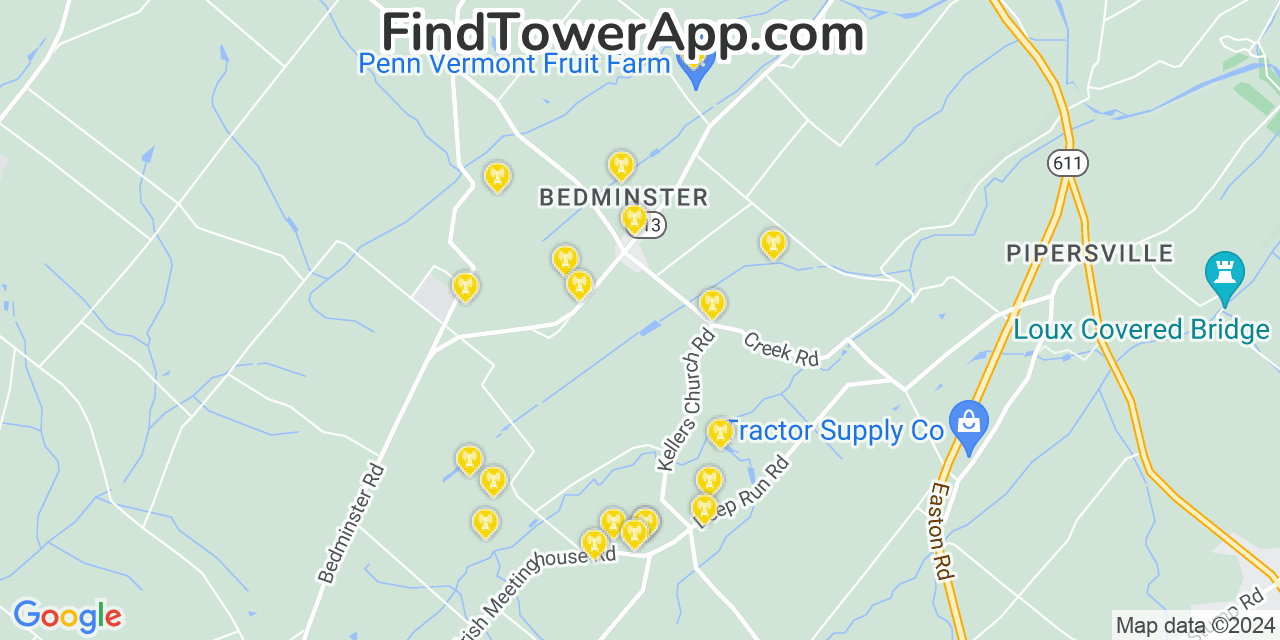 T-Mobile 4G/5G cell tower coverage map Bedminster, Pennsylvania