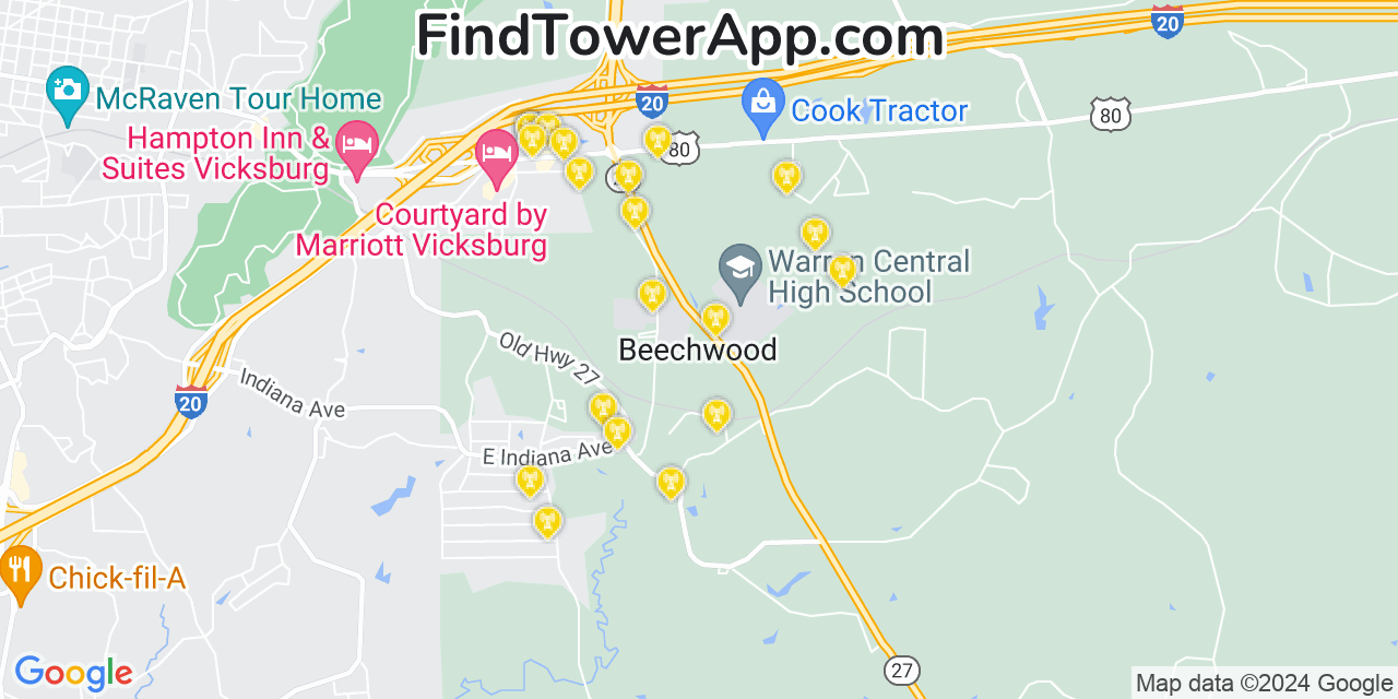T-Mobile 4G/5G cell tower coverage map Beechwood, Mississippi