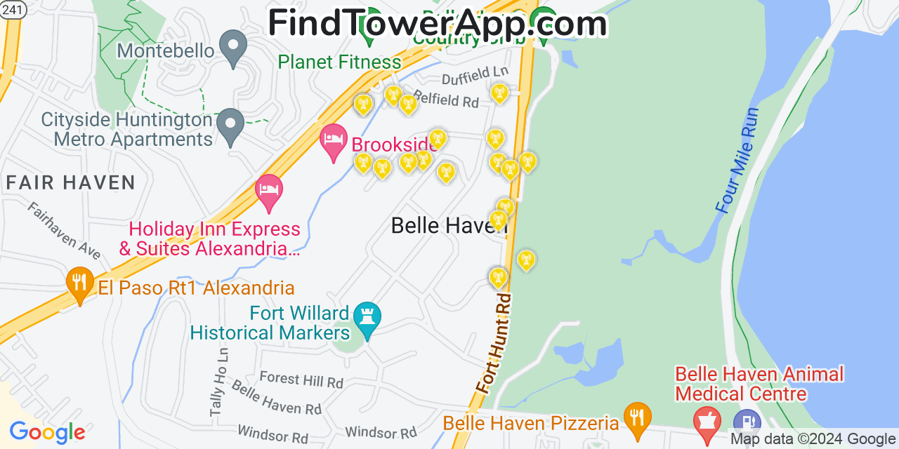 Verizon 4G/5G cell tower coverage map Belle Haven, Virginia