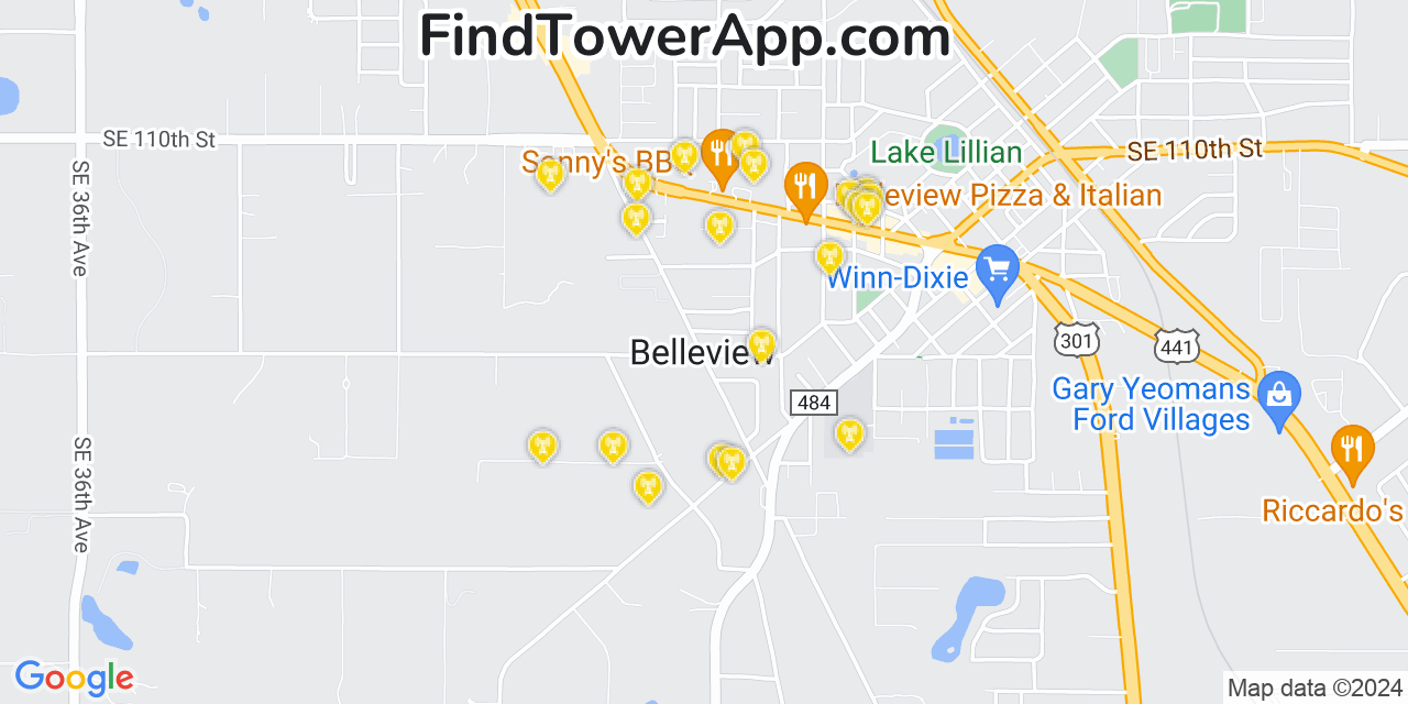 T-Mobile 4G/5G cell tower coverage map Belleview, Florida