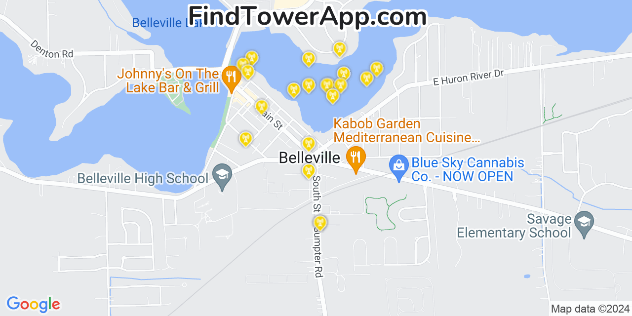 AT&T 4G/5G cell tower coverage map Belleville, Michigan