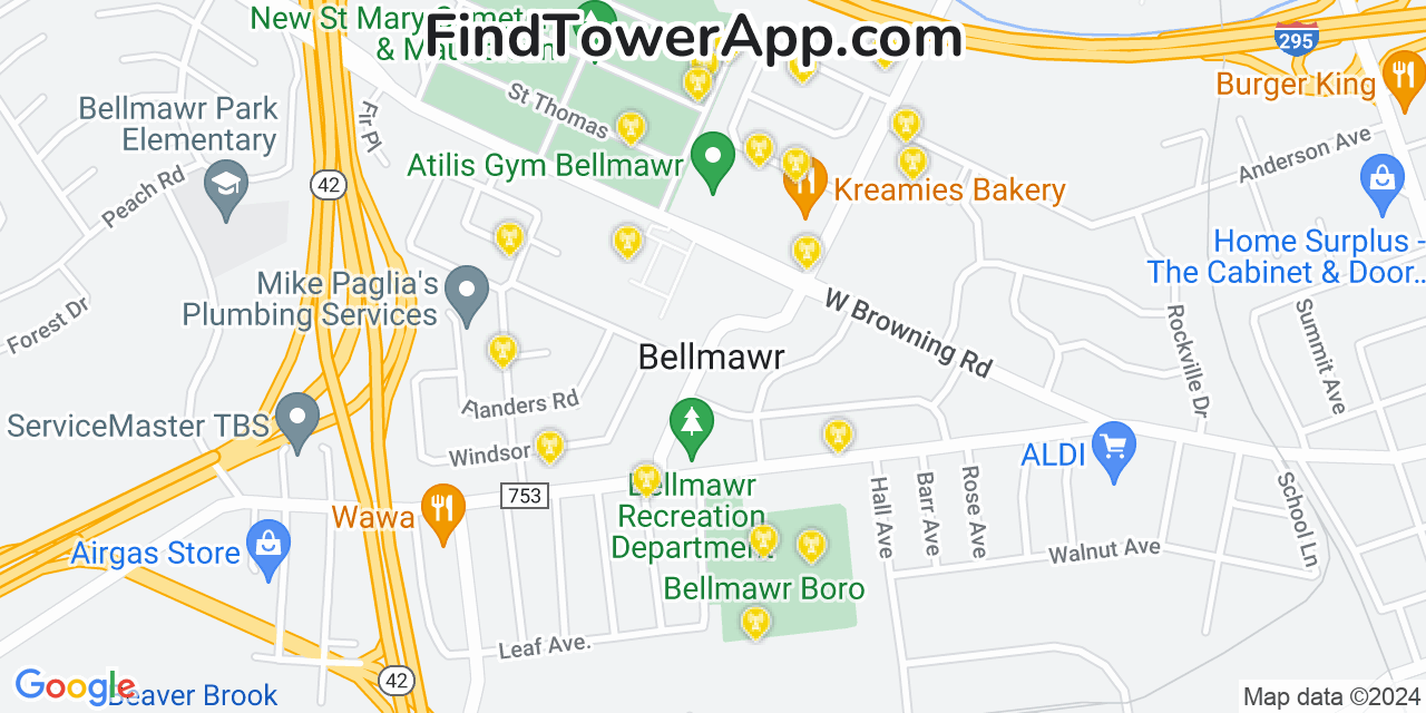 T-Mobile 4G/5G cell tower coverage map Bellmawr, New Jersey