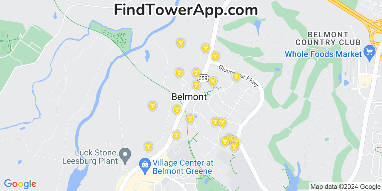 AT&T 4G/5G cell tower coverage map Belmont, Virginia