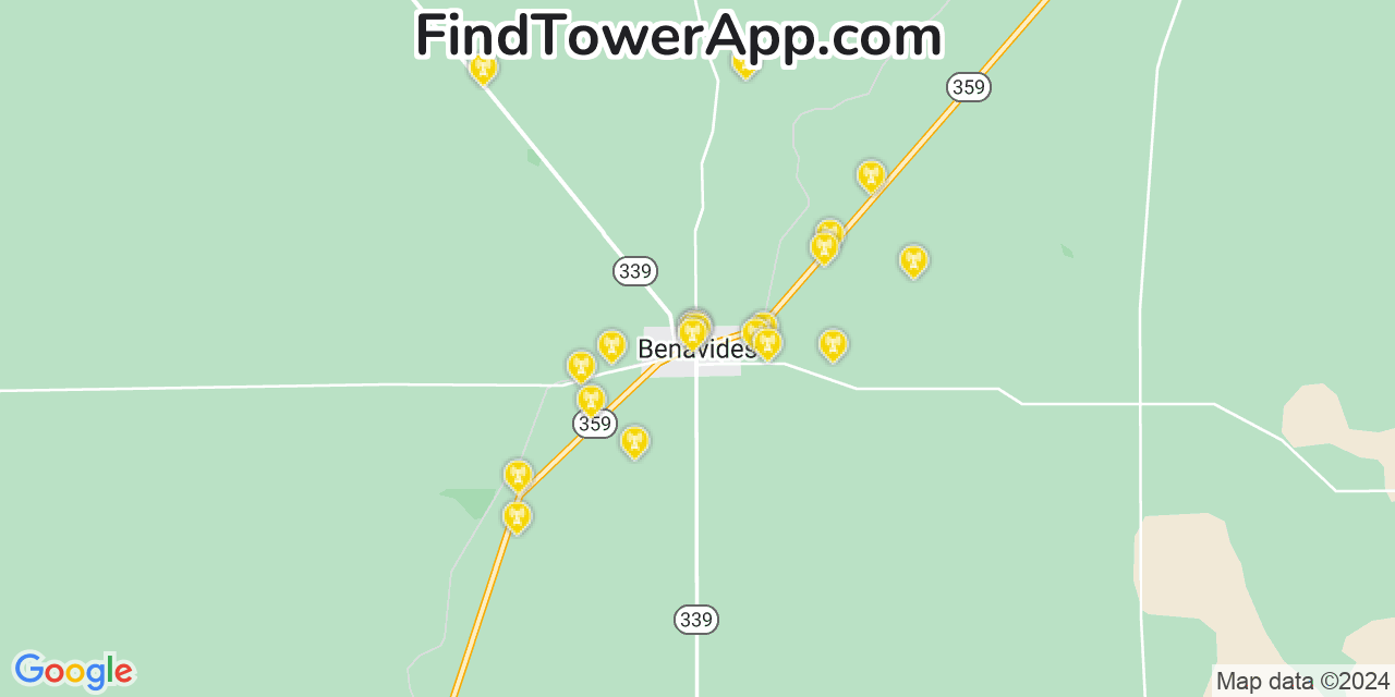 T-Mobile 4G/5G cell tower coverage map Benavides, Texas
