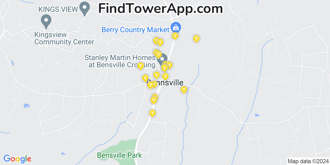 AT&T 4G/5G cell tower coverage map Bennsville, Maryland