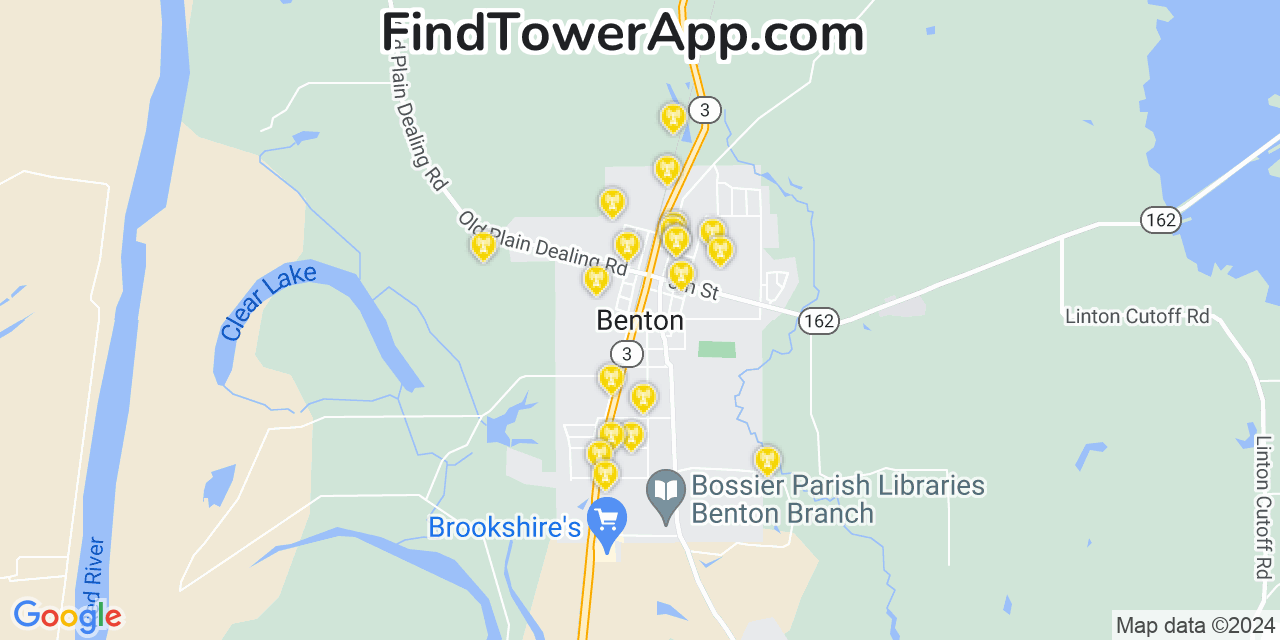 AT&T 4G/5G cell tower coverage map Benton, Louisiana