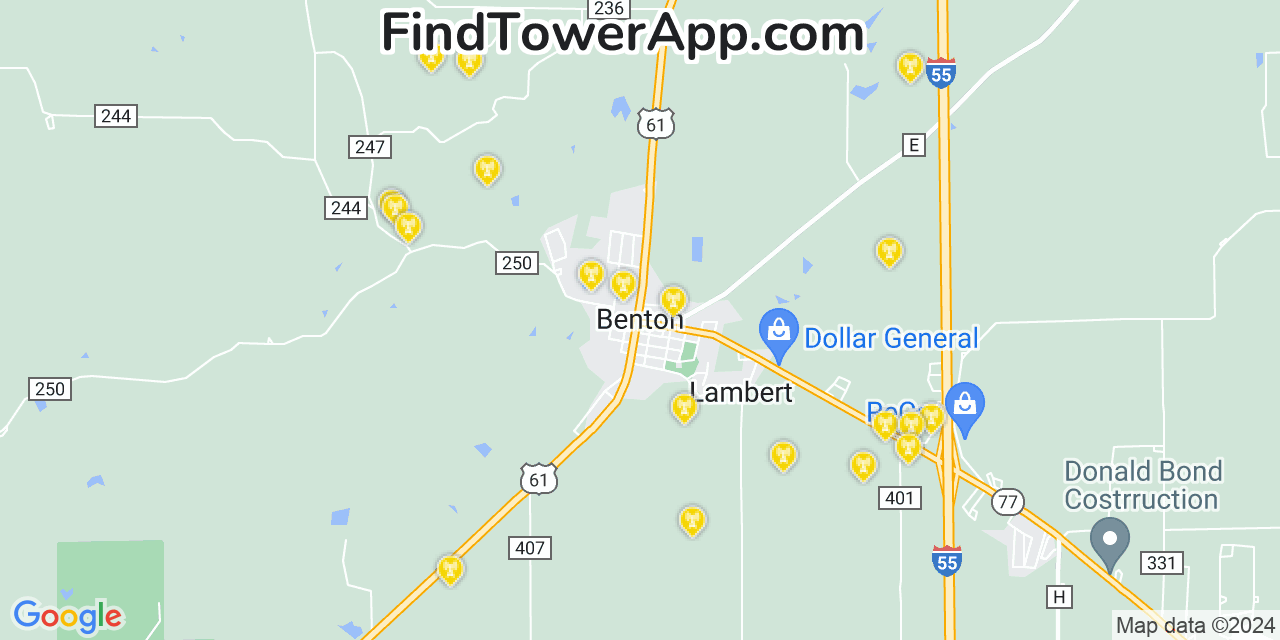 T-Mobile 4G/5G cell tower coverage map Benton, Missouri