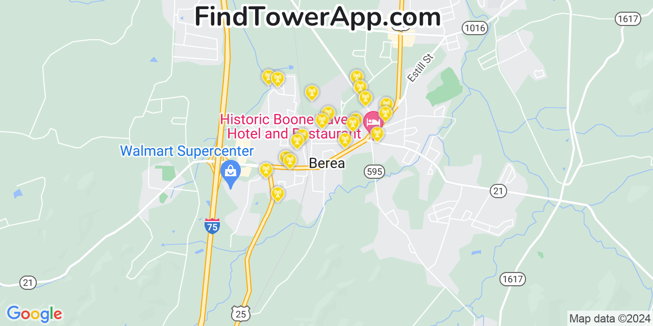 Verizon 4G/5G cell tower coverage map Berea, Kentucky