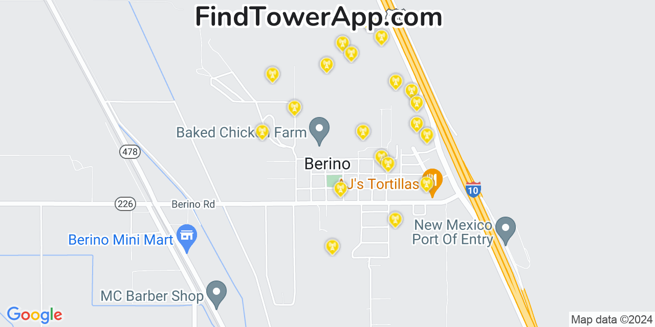 AT&T 4G/5G cell tower coverage map Berino, New Mexico