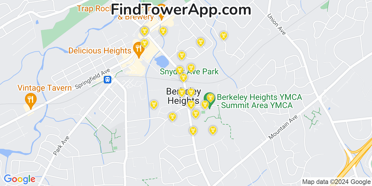 AT&T 4G/5G cell tower coverage map Berkeley Heights, New Jersey
