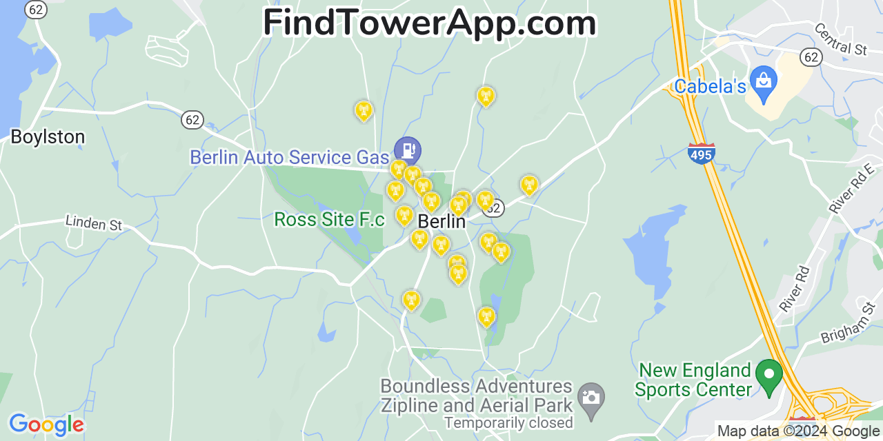 AT&T 4G/5G cell tower coverage map Berlin, Massachusetts